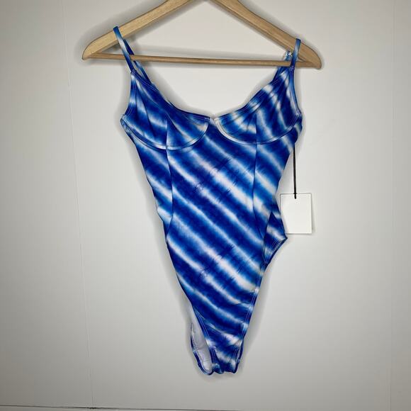 Onia Chelsea Blue Tie Dye One Piece Swimsuit Medium New With Tags - Picture 2 of 11